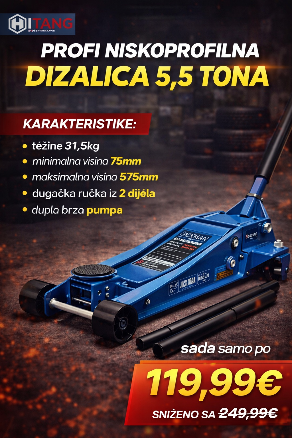 NÍZKOPROFILOVÝ PODLAHOVÝ ZVEDÁK 5,5 TONY