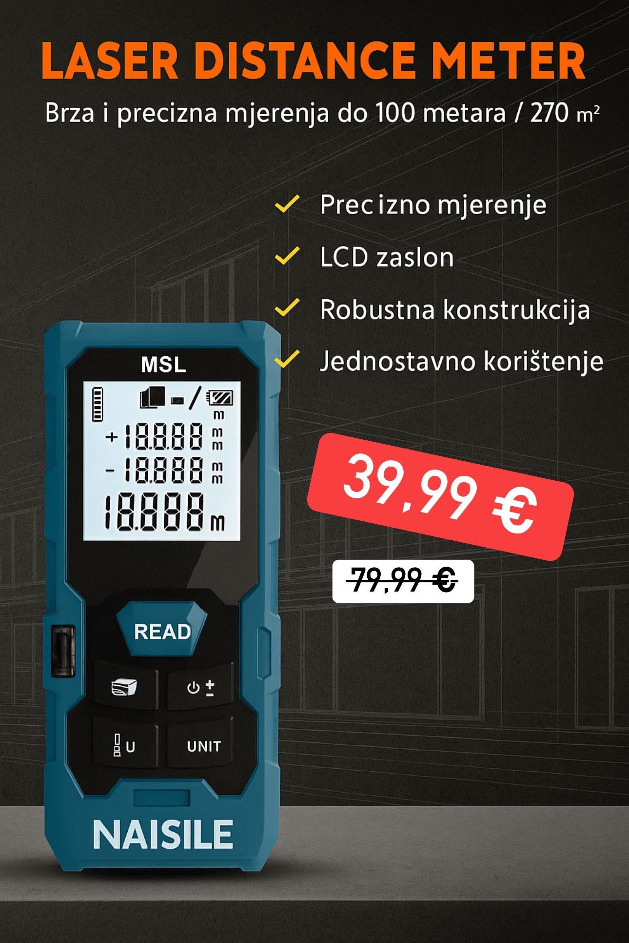 Laserový metr s pamětí