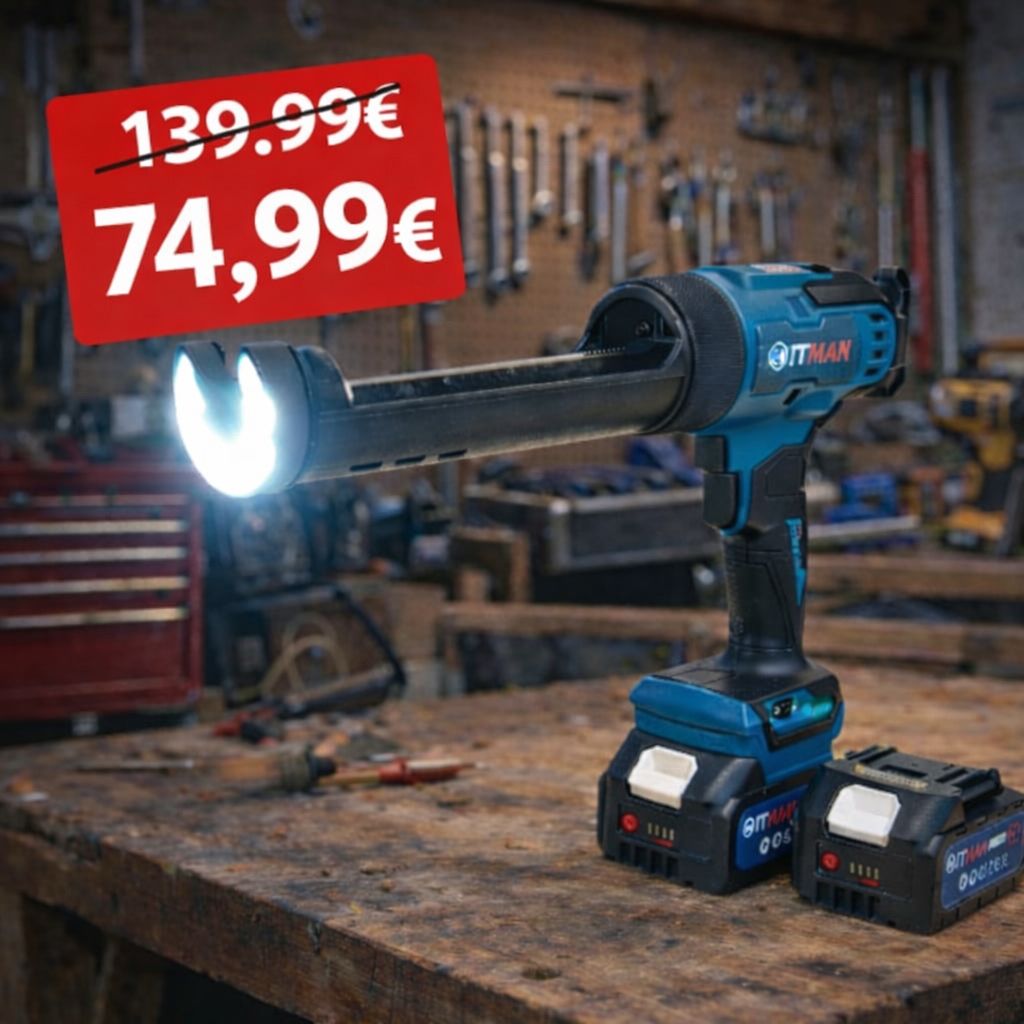 Akumulátorová pištoľ na silikón a lepidlo s LED osvetlením – sada s 2 batériami