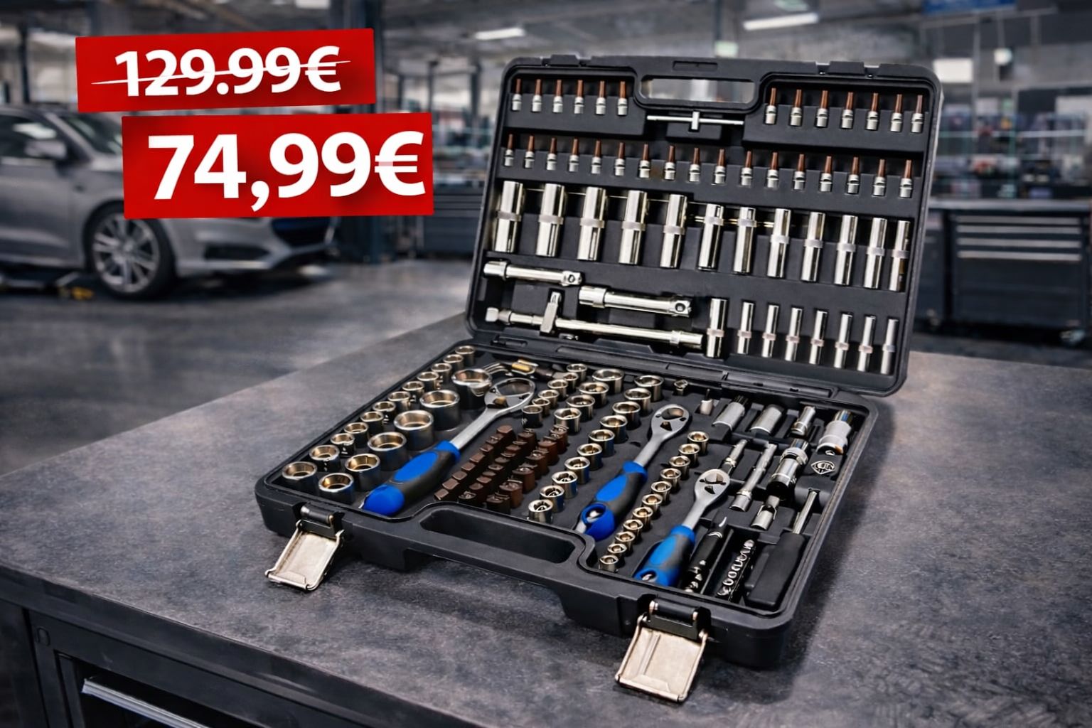 Profesionálna sada hlavíc a račňového náradia – 202 ks