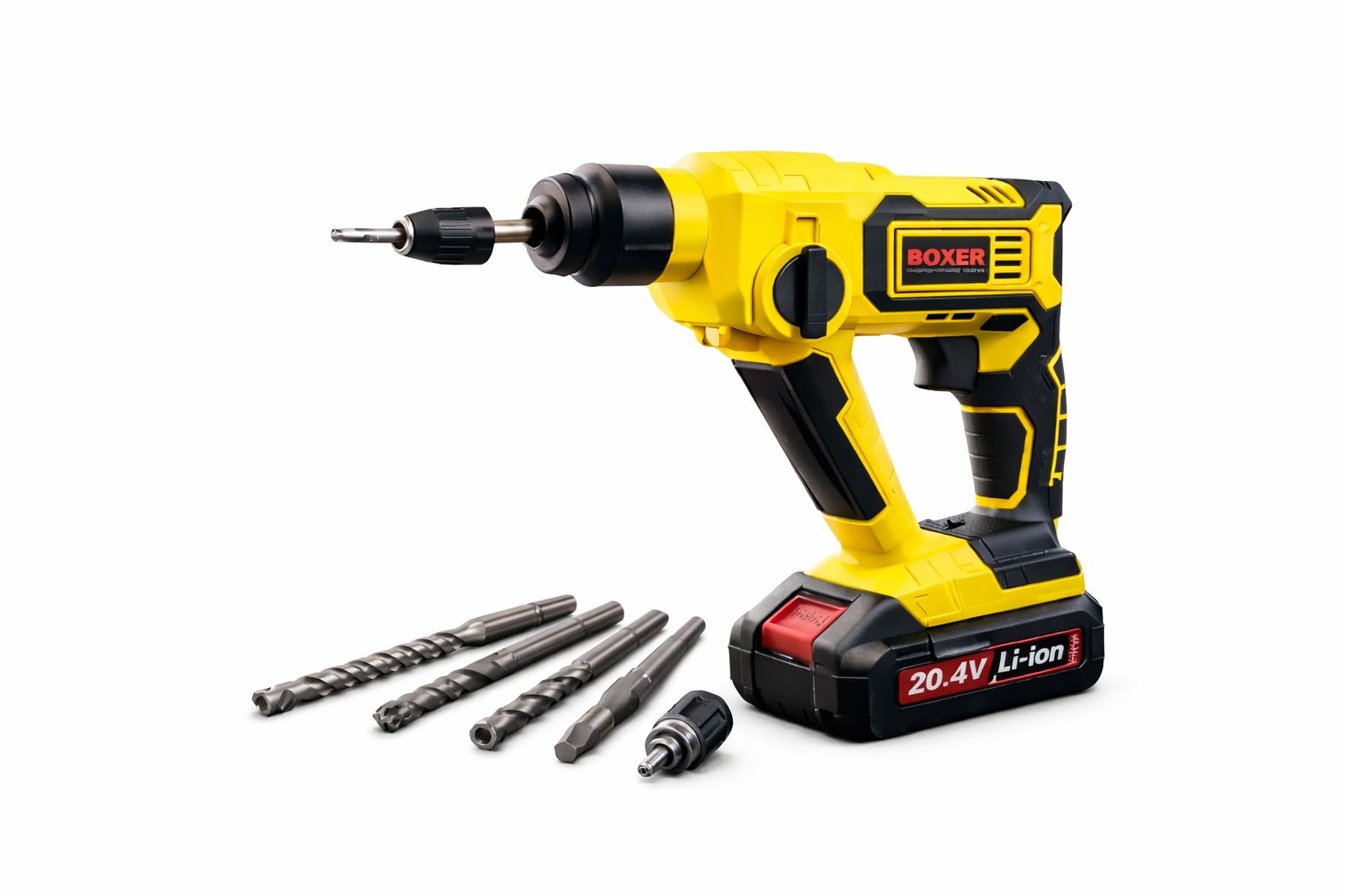 BOXER Aku príklepová vŕtačka 20.4V Li-ion – 800W set so SDS vrtákmi a sekáčmi