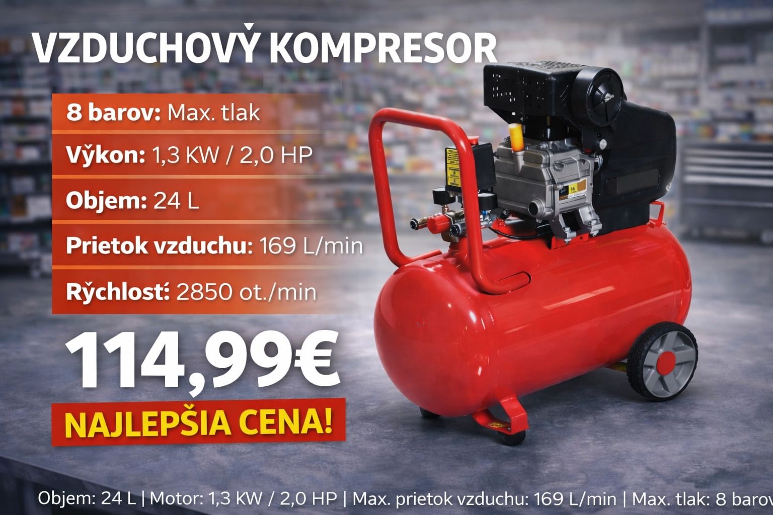 Vzduchový kompresor 24L – 8 bar