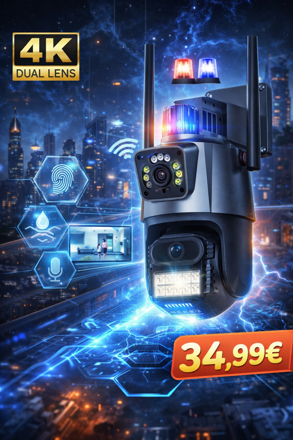 WiFi SMART SECURITY KAMERA 4K UHD – Dual Lens (8MP / 2x4MP)