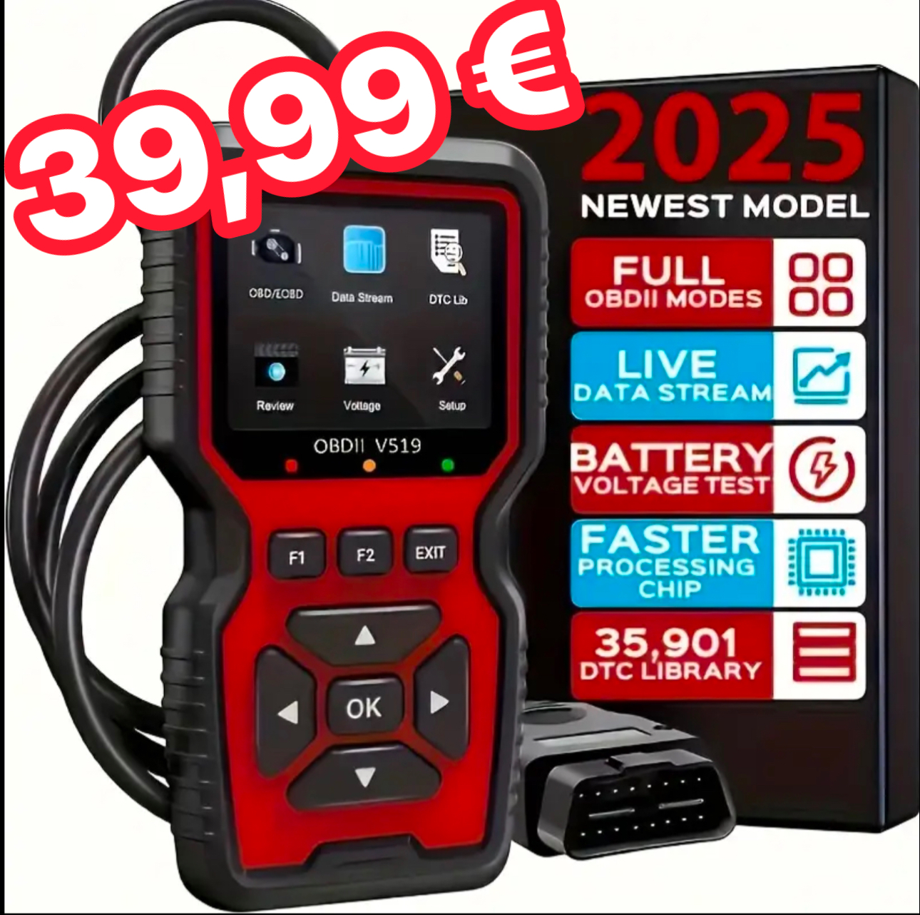 Profesionalna OBD2 dijagnostika V519 (2025)