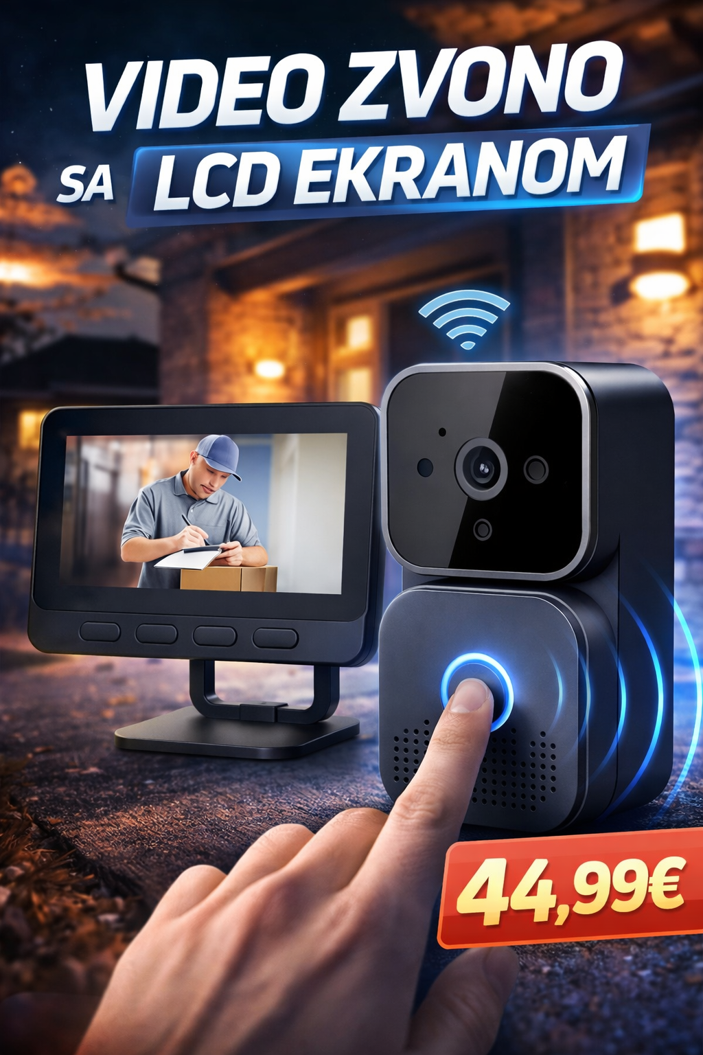 Pametno bežično video zvono s LCD ekranom