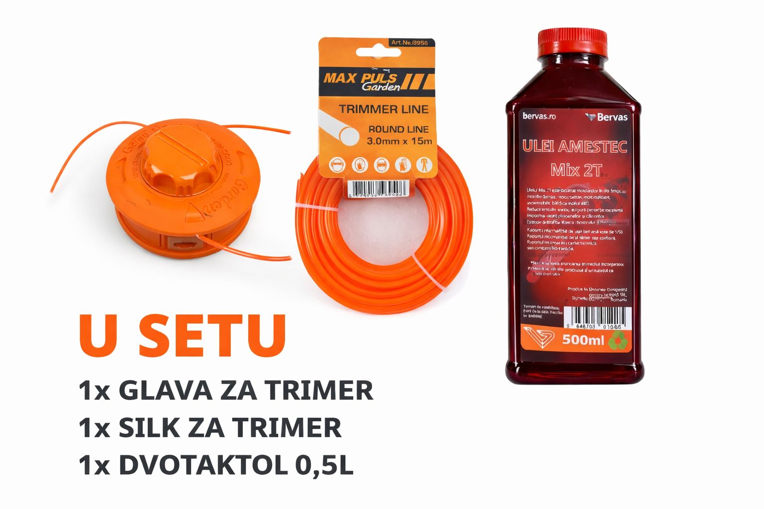 Set glava za trimer, silk za trimer, dvotaktol ulje 0,5L